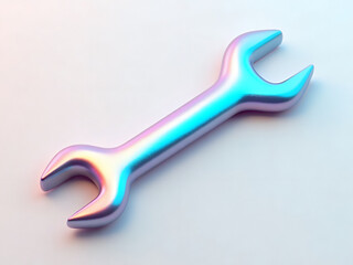 Iridescent Wrench on Soft Background: A Modern and Unique Tool Concept