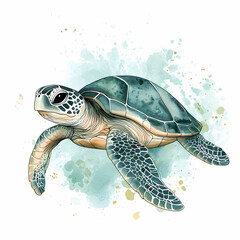 Obraz premium Colorful sea turtle swimming in vibrant underwater environment. Generative AI