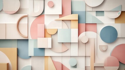 Abstract Geometric Composition with Soft Pastel Colors
