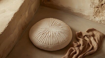 Decorative ceramic bowl, neutral tones, textured surface