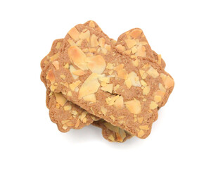 Small stack of macadamia nut and white chocolate cookies.