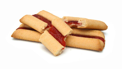 Cookies with jam closeup isolated on a white