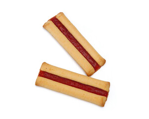 Cookies with jam closeup isolated on a white