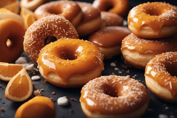 A Tangy Treat: Perfect Orange Donuts. Generative AI