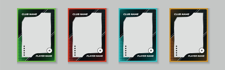 trading card template design for sports, picture frame for player performance, photo frame or border collection for hockey, basketball and football player, sports flyer design, template eps 10.
