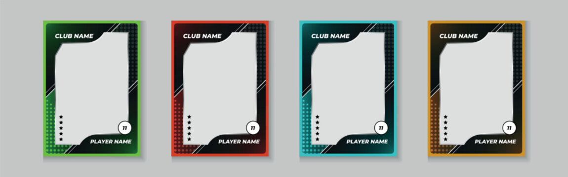 trading card template design for sports, picture frame for player performance, photo frame or border collection for hockey, basketball and football player, sports flyer design, template eps 10.