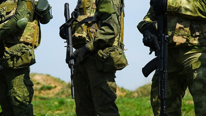 Modern Russian soldiers during training at the training ground