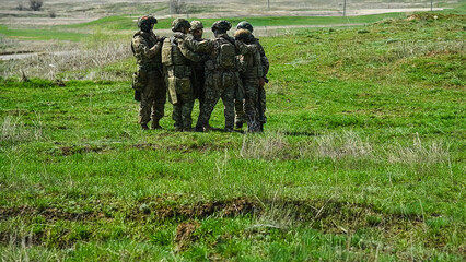 Modern Russian soldiers during training at the training ground