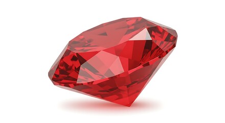 Fototapeta premium Close-up of a Brilliant Cut Red Ruby Gemstone on White