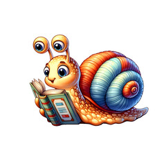 Adorable Snail Reading a Book