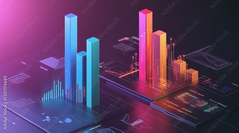 Poster a side-by-side comparison of two d bar charts, illustrating different financial performance metrics,