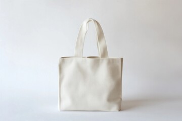 A plain white mini tote bag rests on a soft background, ideal for carrying essentials or as a simple fashion statement