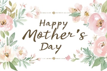 A soft pink floral watercolor backdrop beautifully displays the heartfelt message, Happy Mother's Day, ideal for warm greetings