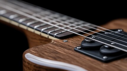 Fototapeta premium Close-up Electric Guitar Neck, Dark Background