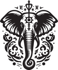 Obraz premium Intricate Elephant Head Tattoo Design with Tribal and Geometric Elements