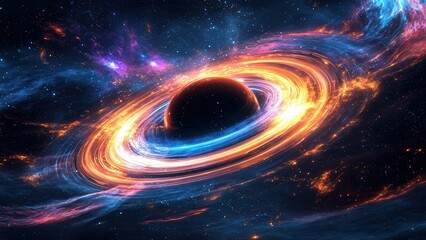 Obraz premium Stunning Visualization of a Black Hole Surrounded by Cosmic Energy