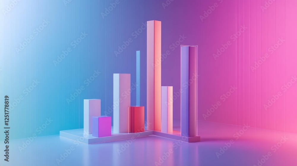Poster a stylized d bar chart emerging from a digital interface, showcasing real-time data updates and anal