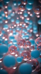 Colorful spheres in shades of pink and blue create a vibrant, artistic display.