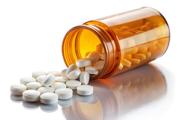 medicine bottle and pills