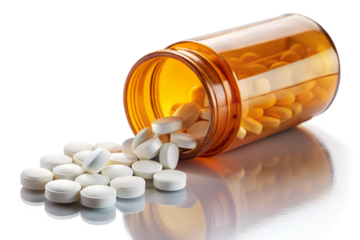 medicine bottle and pills