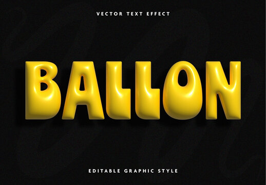 Yellow Balloon Text 3D Font Glossy Text Effect