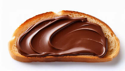 Obraz premium slice of bread with chocolate paste isolated on background