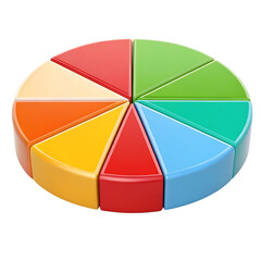 Obraz premium Colorful pie chart 3d render icon isolated on transparent background