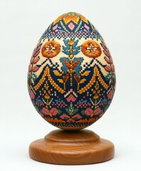 Colorful decorative egg featuring intricate floral patterns. For Easter egg