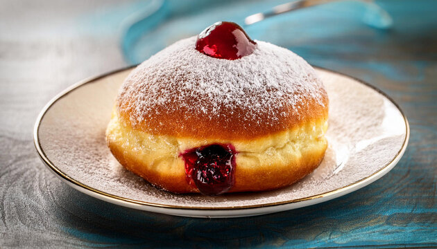 paczki donuts dish closeup polish doughnuts with jam cherry filling