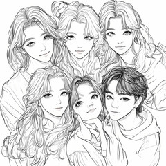 Group of young adults posing together in a cheerful moment. Generative AI