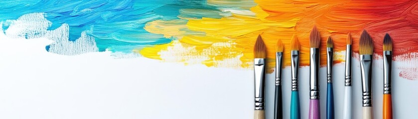 Fototapeta premium Artistic passion stroke brush painting flat design front view creative theme water color Split-complementary color scheme