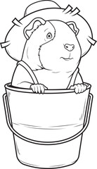 Guinea pig Farmer Bucket Animal Vector Graphic Art Illustration