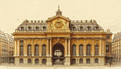 Obraz premium Grand architecture of a historic building in a European city viewed during daytime