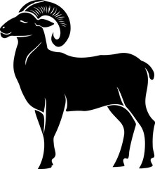 Stylized Ram Illustration in Silhouette