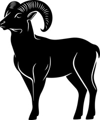 Stylized Ram Illustration in Silhouette