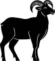 Stylized Ram Illustration in Silhouette