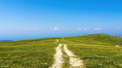 Exploring serene trails on a lush green landscape with breathtaking views at a coastal hilltop nature photography peaceful environment