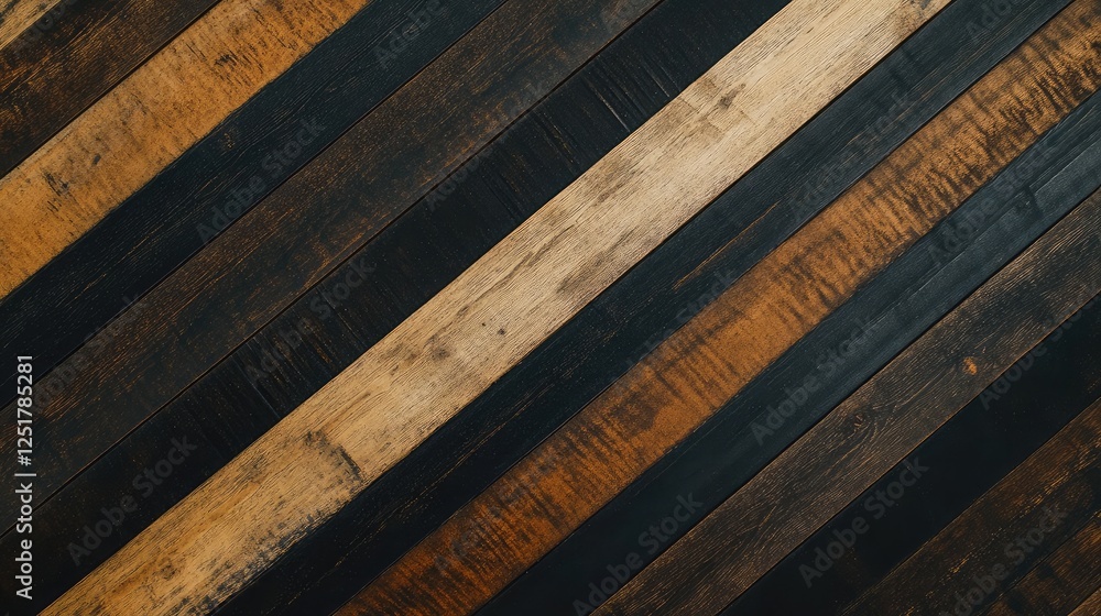 Poster a diagonal pattern of wooden planks with alternating light and dark tones