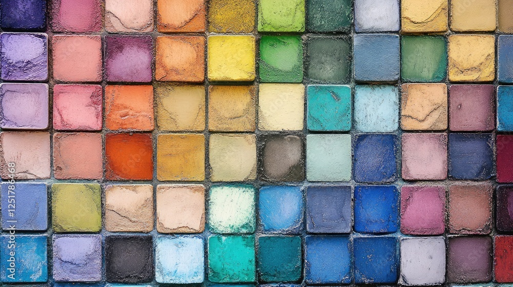 Poster a minimalist color palette arranged in a grid with swatches and complementary tones