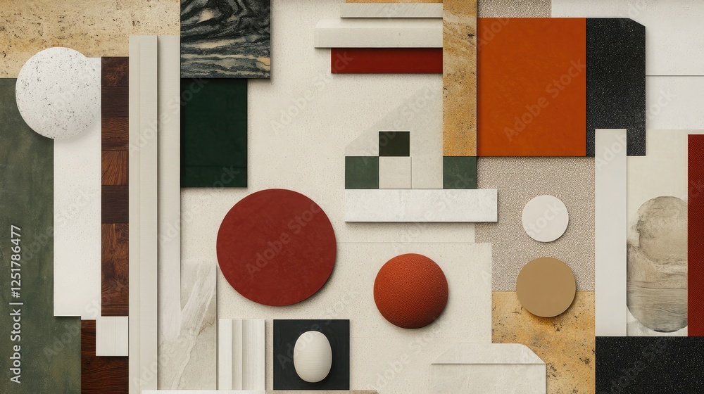 Poster a minimalist color palette arranged in a grid with swatches and complementary tones