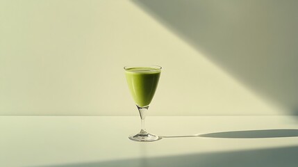 Green smoothie in a tall elegant glass