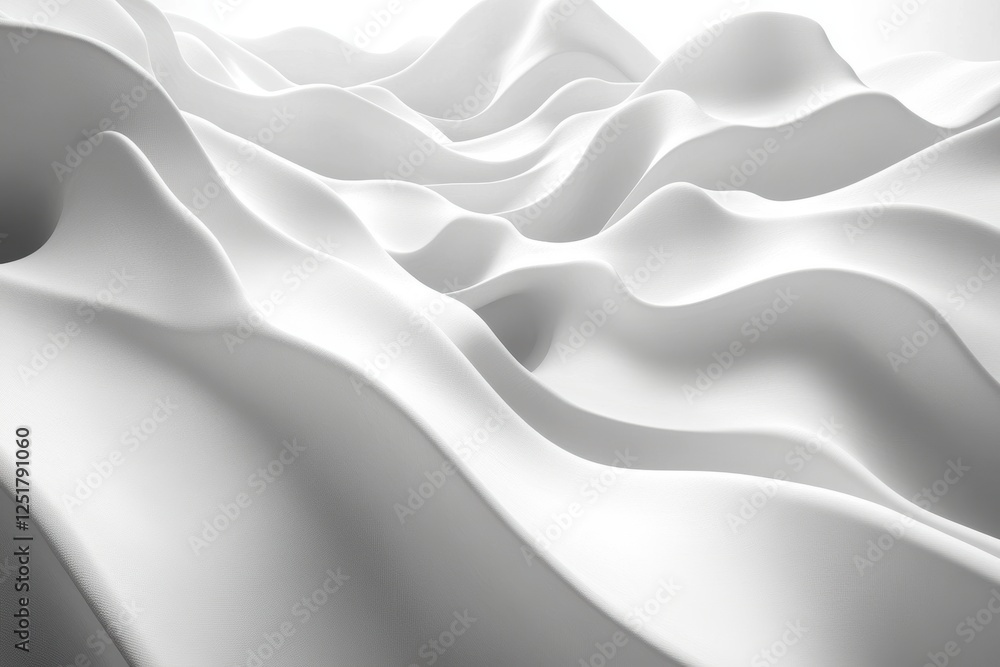 Poster abstract white waves create a smooth, flowing texture in a minimalist design.