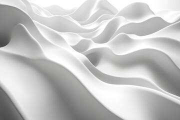 Obraz premium Abstract white waves create a smooth, flowing texture in a minimalist design.