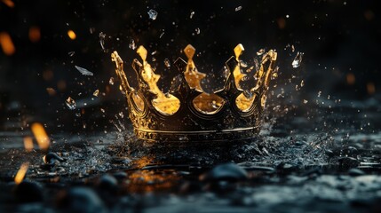 Drowned Power – Golden Crown Falling into Water