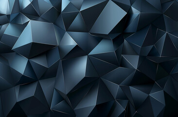 Fototapeta premium Abstract Dark Blue Metallic Triangular Polygonal Geometric Background Texture
