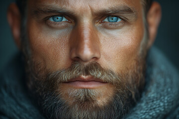 A portrait of a man with a medium beard holding an unbranded beard balm.