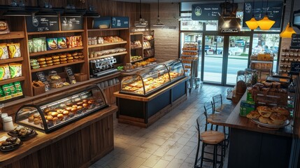 Cozy Bakery Interior with Fresh Pastries and Warm Atmosphere