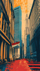 Iconic Wall Street imagery with bold architectural lines and financial energy AI Generated