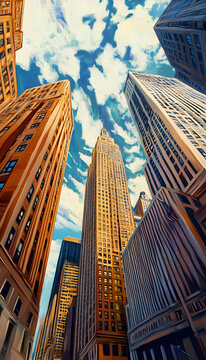 Iconic Wall Street imagery with bold architectural lines and financial energy AI Generated