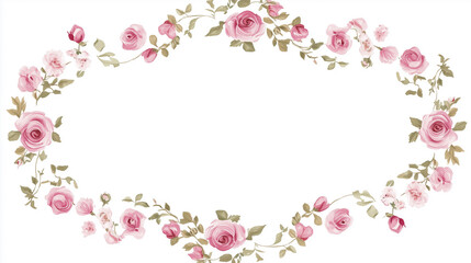 Rose pink flower frame